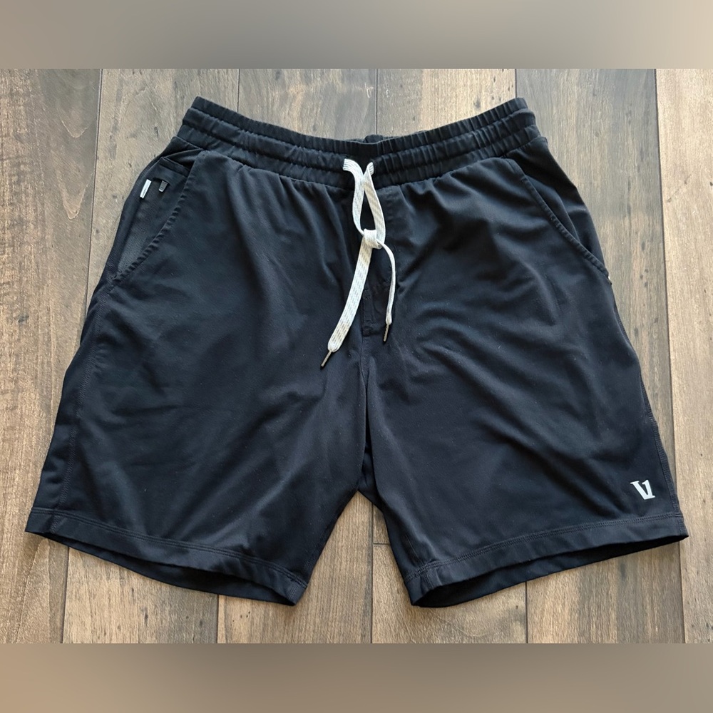 Vuori Men's Black Ponto Perfromance Shorts with White Drawstring